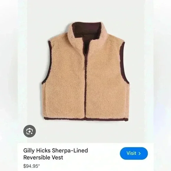 Gilly Hicks Reversible Sherpa Vest - size Small - Picture 2 of 5